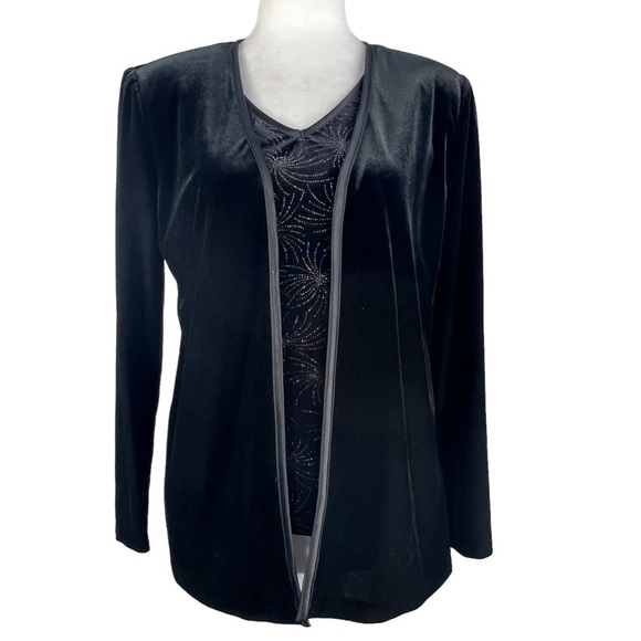 JOHN ROBERTS‎ WOMEN'S PETITE VELOUR JACKET WITH ATTACHED SHIMMERY SHELL - Picture 1 of 10